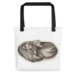 Ferret Lover Tote Bag, Ferret Tote, Ferrets, Ferret Lover Gift, 13"x13"